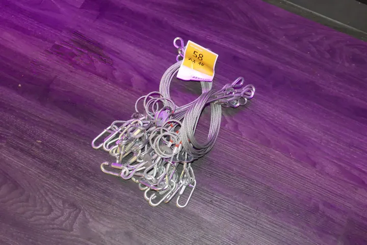 Sicherheitsfangseile/Sicherungsseile mit Karabinerhaken (2x je 10 Stück) je 3mm Ø, 60 cm Lang, 20kg Traglast